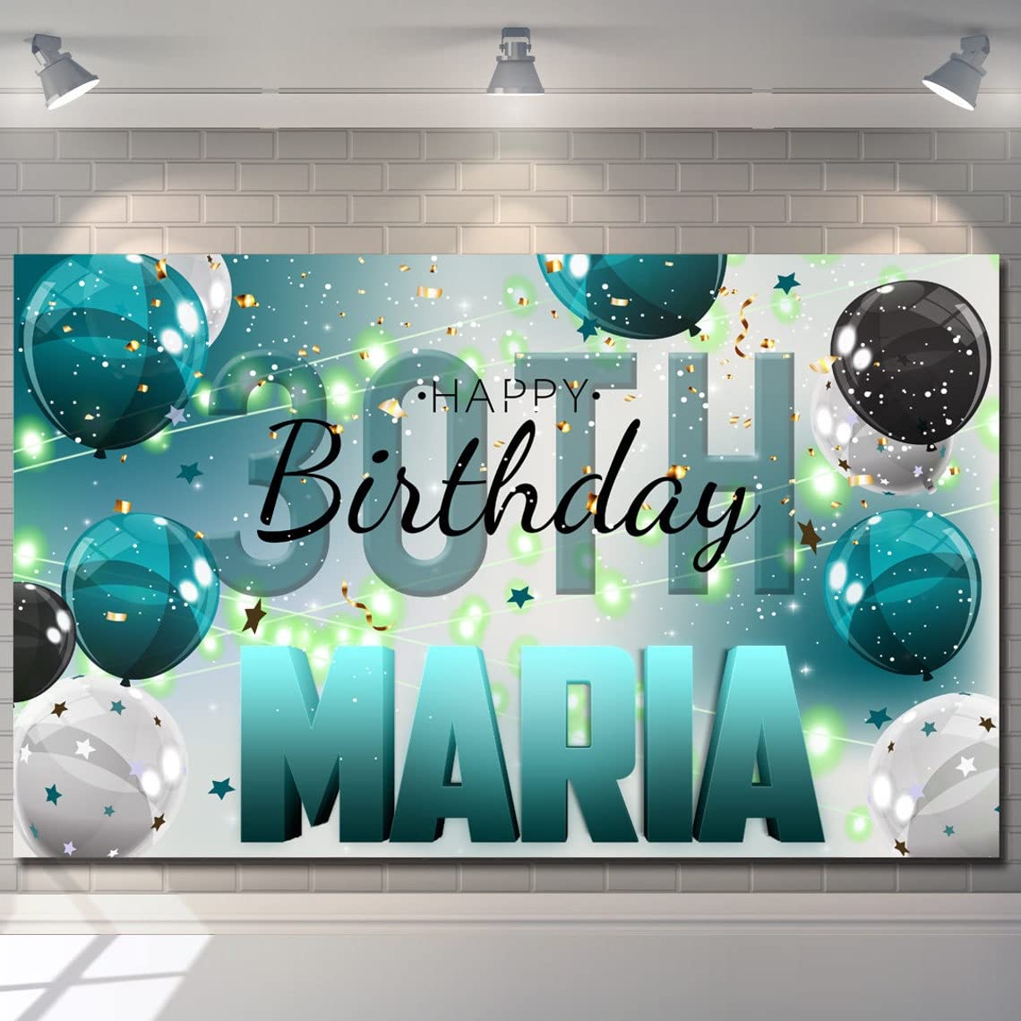 Happy Birthday Backdrop Background Photo Banner Personalised Green Sign Poster Fabric Glitter Cloth Curtain Party Decorations man woman