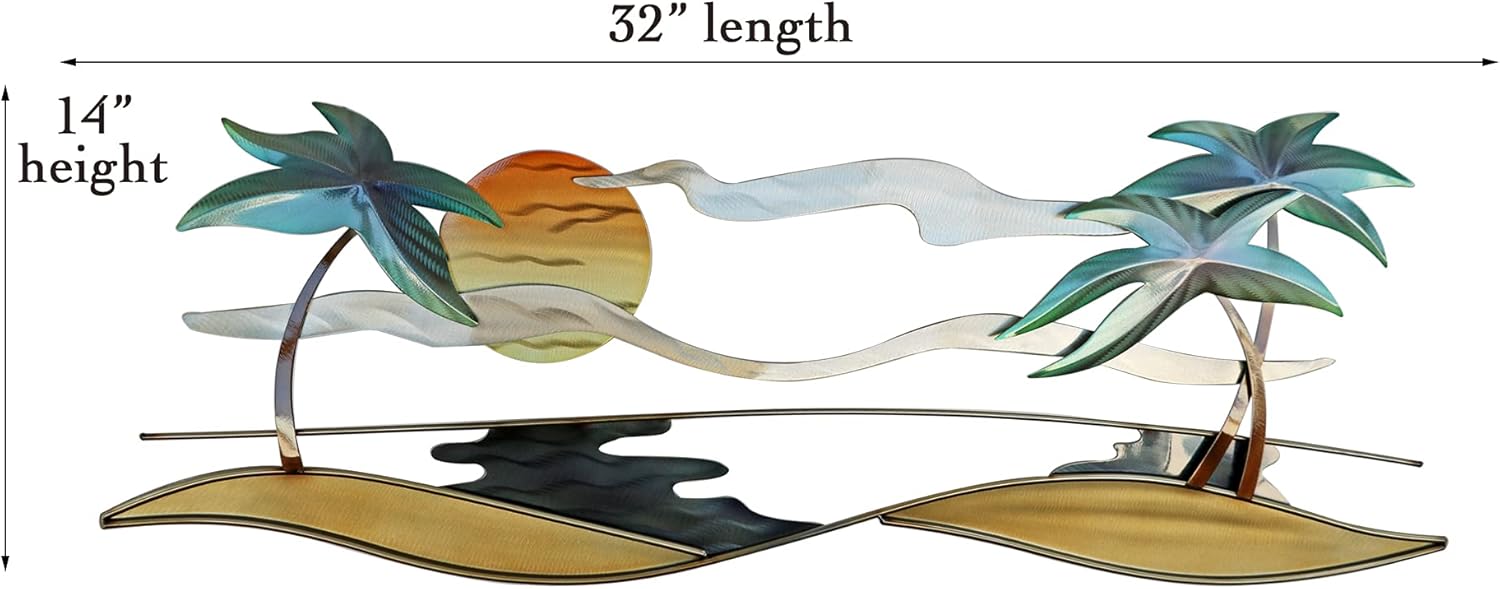 T.I. Design Tropical Beach Coastal Contemporary Metal Wall Decor