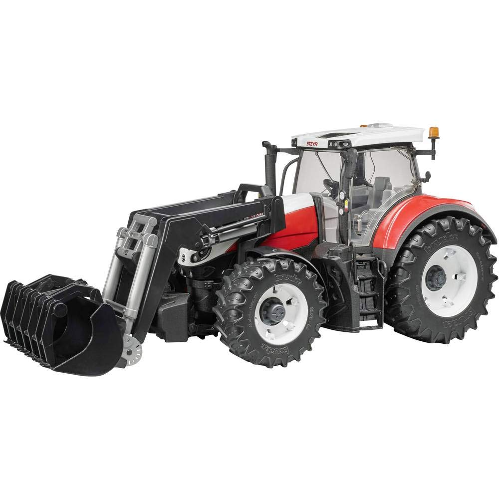 bruder 03181 - Steyr 6300 Terrus CVT con cargador frontal | Tractor para granja, agricultura, juguete a partir de 3 años, escala 1:16