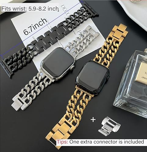 Miniatura 2 de Compatible With Apple Watch Band 38mm 40mm 41mm 42mm 44mm 45mm Ultra Stainless Steel Metal Cowboy Chain Style Replacement iWatch Series87654321