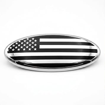 7 Inch Front Grille Rear Tailgate American Flag Emblem Compatible with Ford 1999-2004 F-150 F-250 F-350 Silver