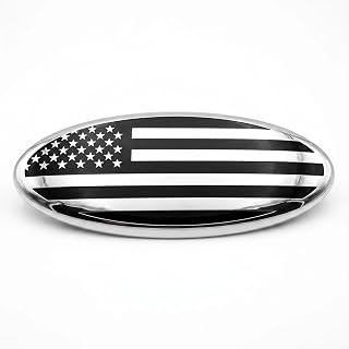 7 Inch Front Grille Rear Tailgate American Flag Emblem Compatible with Ford 1999-2004 F-150 F-250 F-350 (Silver)