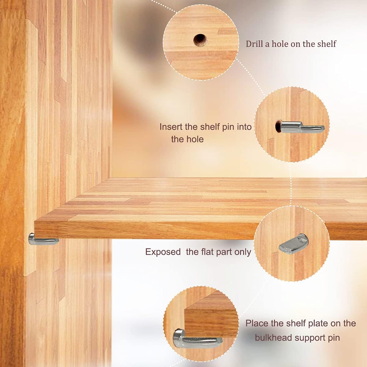 30 Pcs Shelf Pins Cabinet Support Pegs Holder Metal Spoon Shape Shelf Support Pegs (5mm) : Tools & Home Improvement