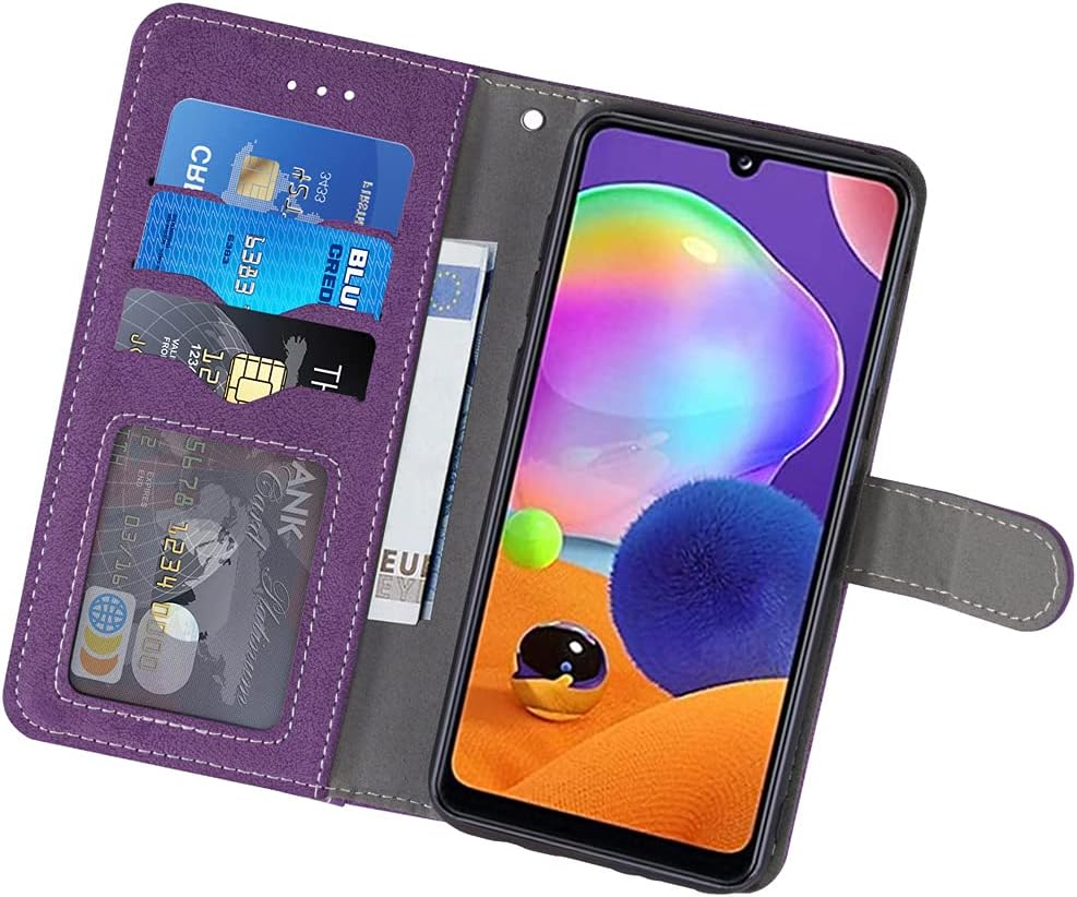 Asuwish Compatible with Samsung Galaxy A71 5G Wallet Case and Tempered Glass Screen Protector Flip Credit Card Holder Stand Shockproof Cell Accessories Phone Cover for A 71 G5 71A S71 Women Men Purple image 3