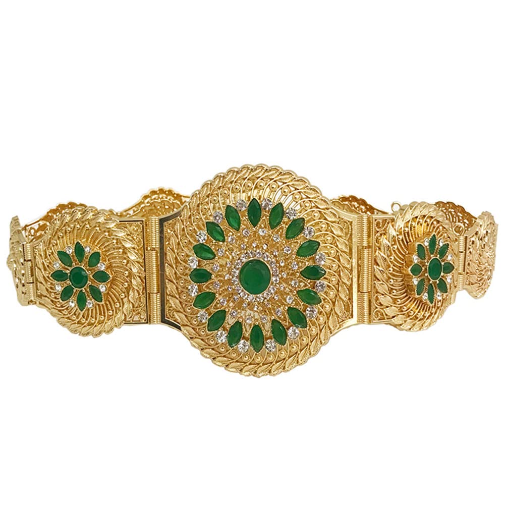 Moroccan Caftan Belt Gold Color Silver Color Wedding Metal Belt Women Crystal Waist Chain Body Jewelry Gold color GN 110cm