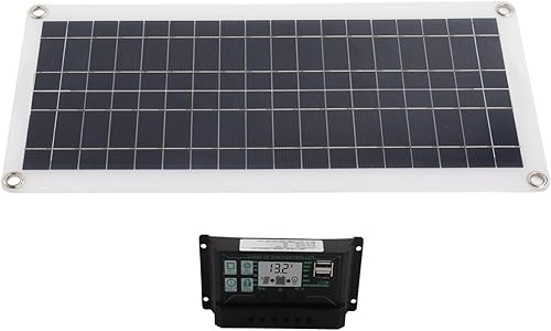 Miniatura 7 de Estink Kit de panel solar, panel solar de 30 W, 30 A, 12 V, 24 V, cargador de voltaje, kit de inicio de panel solar de silicio policristalino para