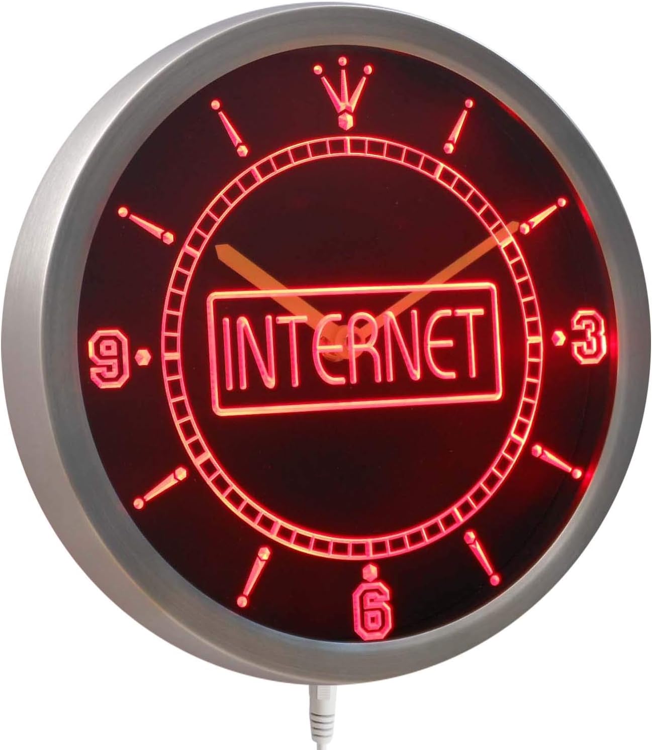 ADVPRO nc0333-r Internet Cafe Service Neon Sign LED Wall Clock