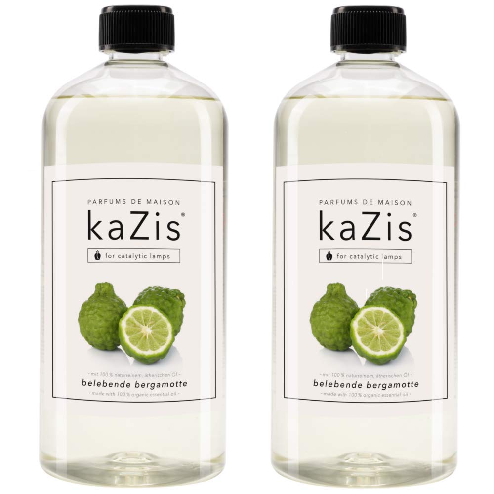 KAZIS® I Duft-Set I Bergamotte I Für alle katalytischen Lampen I 2 x1 Liter I Nachfüll-Flasche I 2 x 1000 ml
