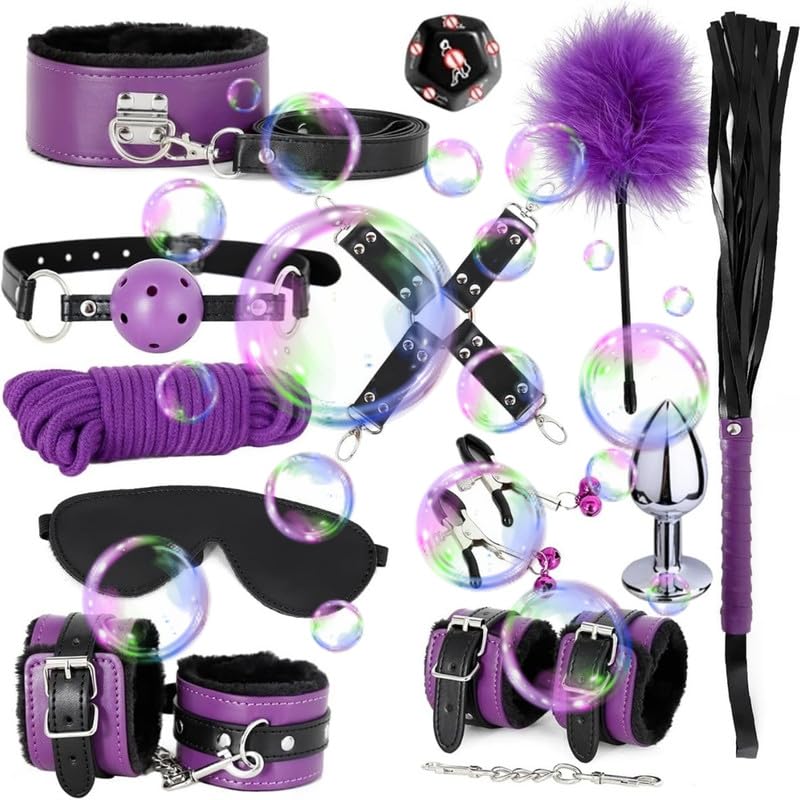 Set fitness en cuir noir et violet : accessoires de yoga élégants pour couple