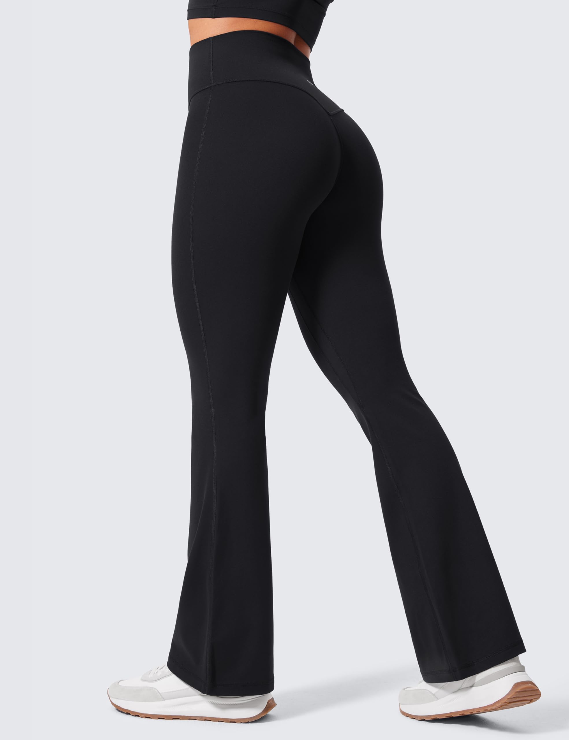 CRZ YOGA Mujeres Butterlift Hidden Scrunch Butt Flare Leggings Sin Costura Delantera Cintura Alta - 79 cm