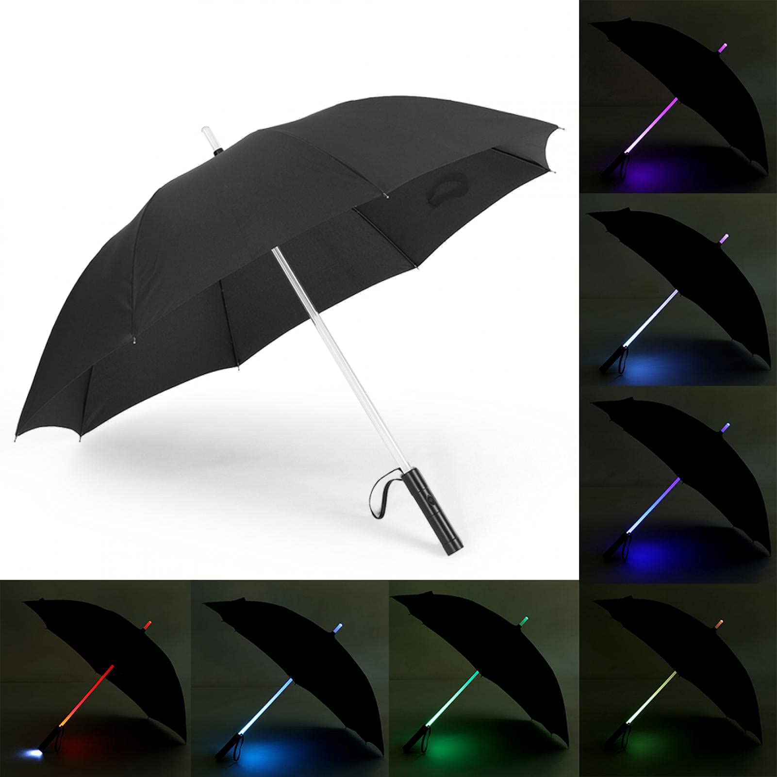 Ombrello Katana A LED Con 7 Colori E Torcia – Spada Luminosa Per Pioggia, Elegante E Sicuro Per Camminate Notturne