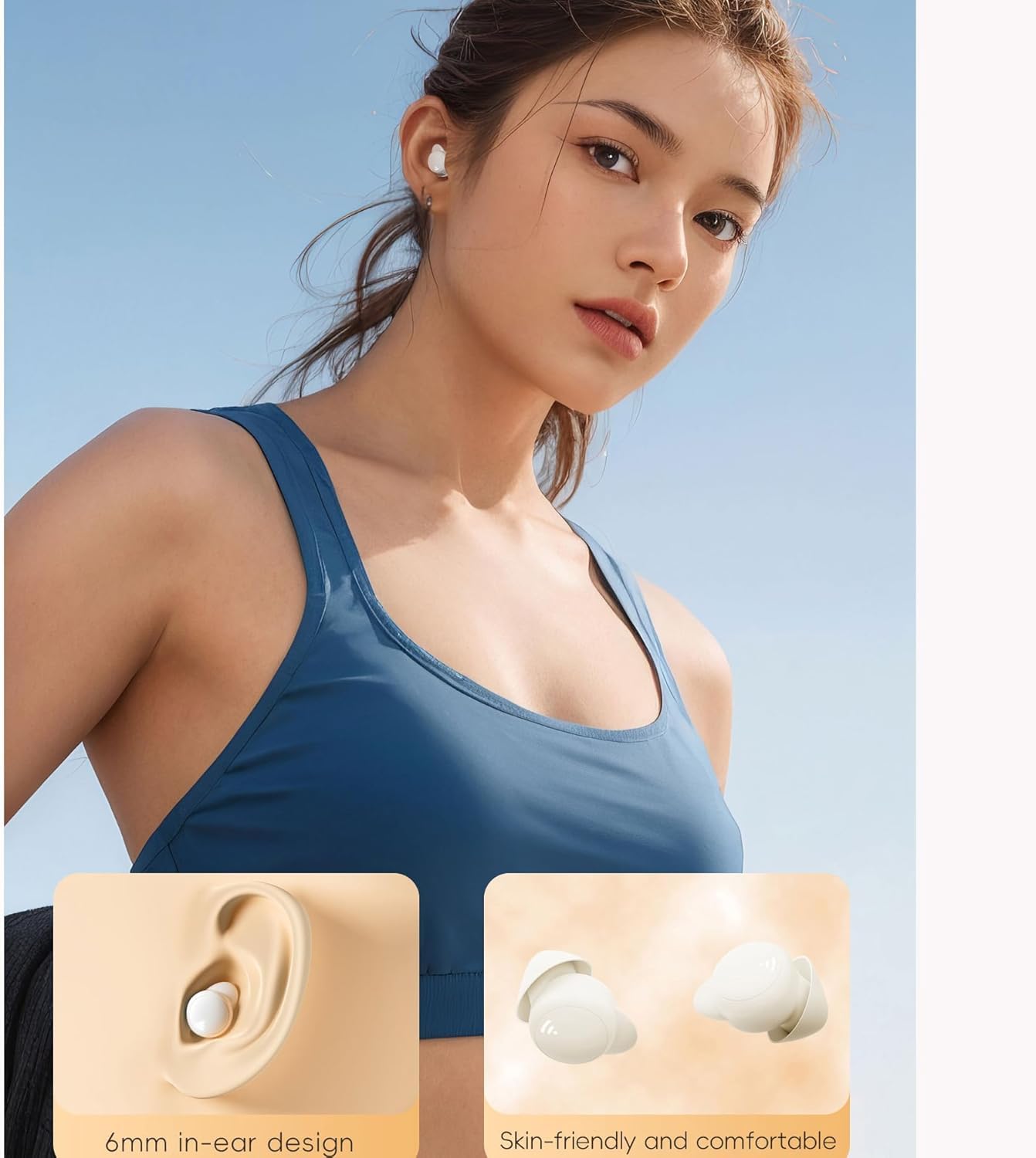 Auriculares invisibles inalámbricos Bluetooth para dormir, con cancelación de ruido, pequeños auriculares discretos para dormir, auriculares ocultos para orejas pequeñas, dormir, trabajo