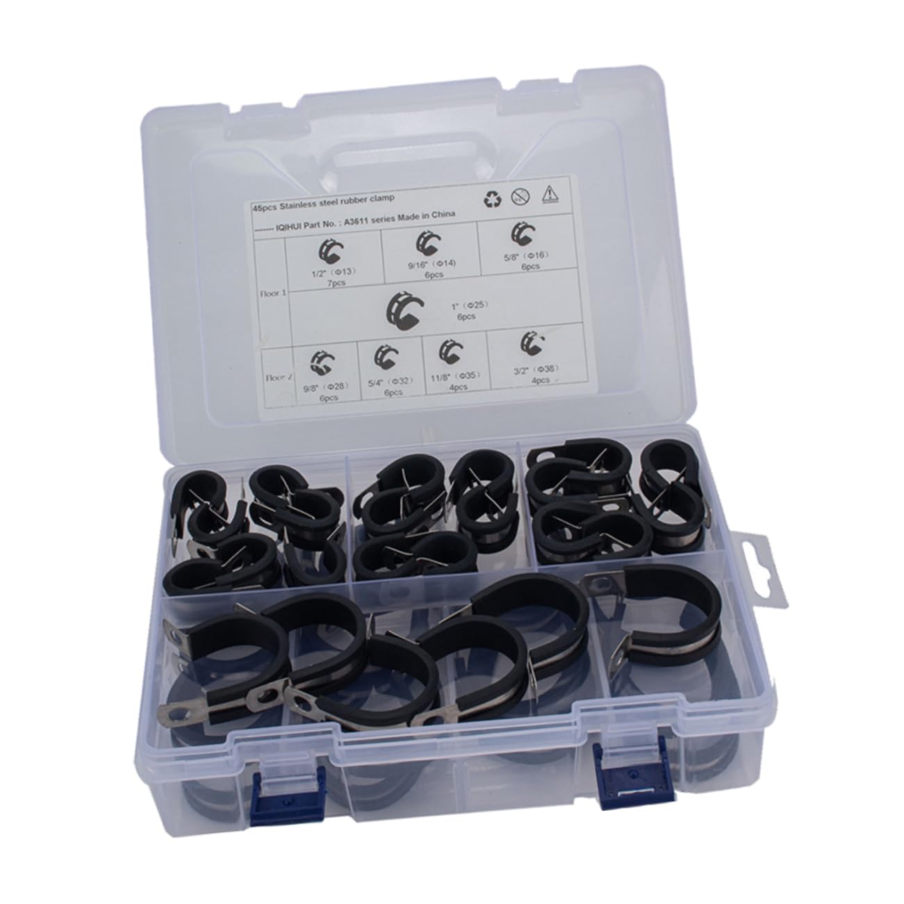LIFKOME 45 Pièces Collier De Serrage Caoutchouc Forme De r Collier De Serrage Pour Tube Lot De De Acier Inoxydable