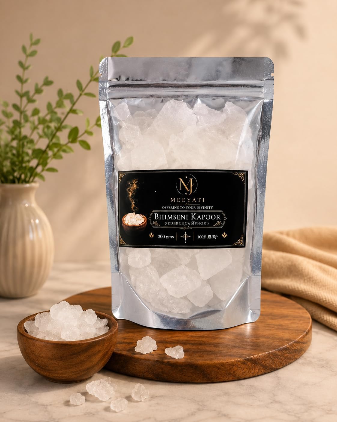 Bhimseni Kapoor Crystals | Pure Natural Isoborneol Flakes | Premium Traditional Camphor for Home Temple, Puja, Havan, Aarti & Religious Ceremonies | Fresh Fragrance (200 Gm)-image-17