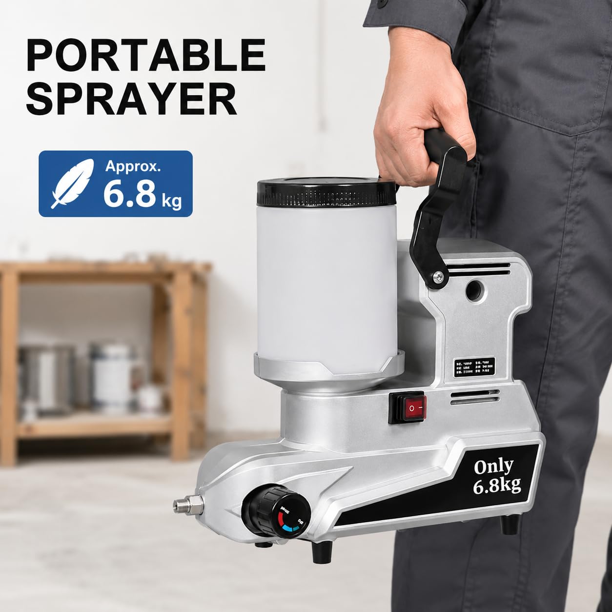 Przenośny Airless agregat malarski 1600 W, 220 V z 3 prędkościami, pojemność 2 l, natężenie przepływu 2,5 l/min, zawiera wąż 5 m do wydajnego malowania