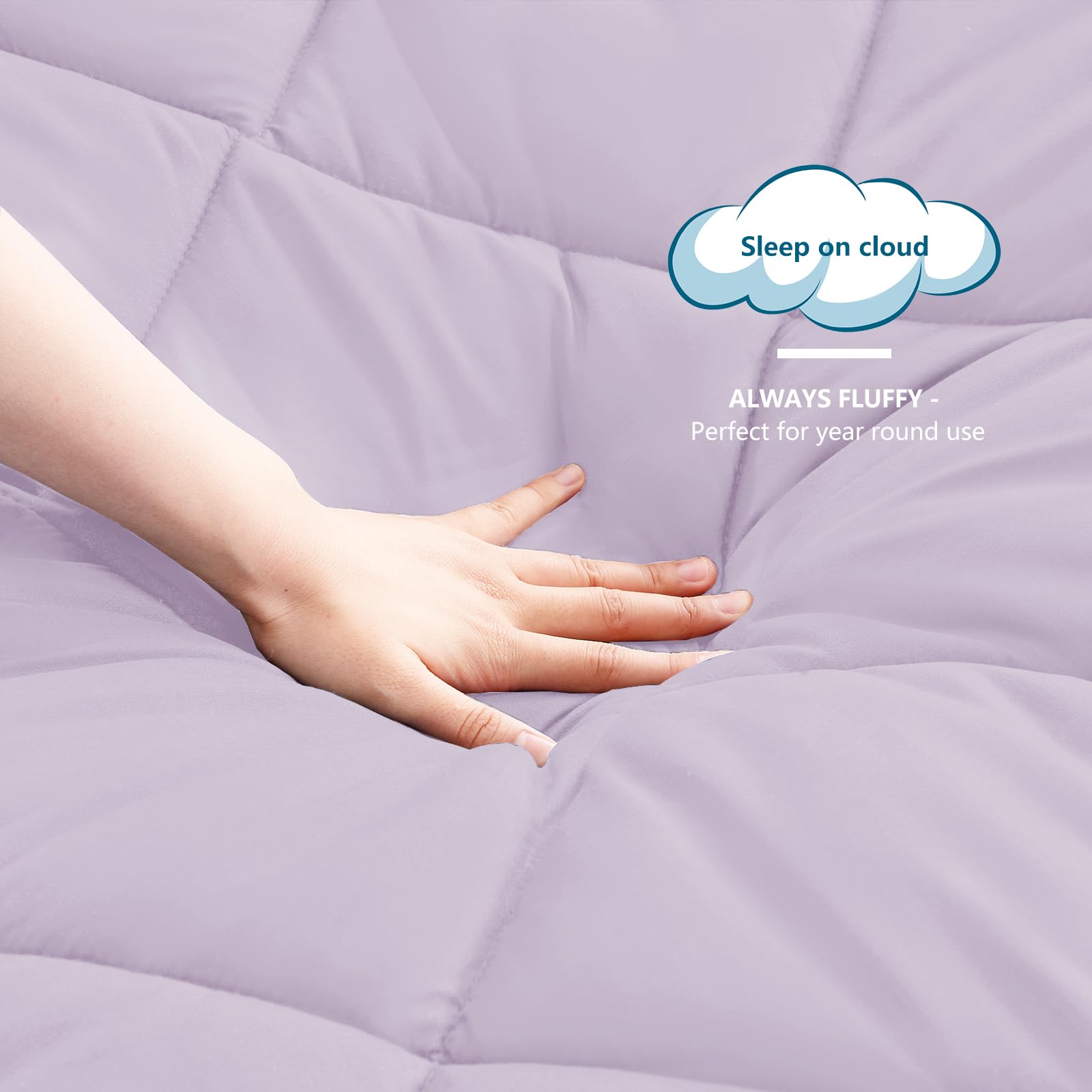 WAVVE Piumino Letto Matrimoniale Quattro 4 Stagioni 260x240 cm - Piumone 240x260 Invernale Autunnale - Trapunta 260 x 240 in Microfibra Sintetica, Lila