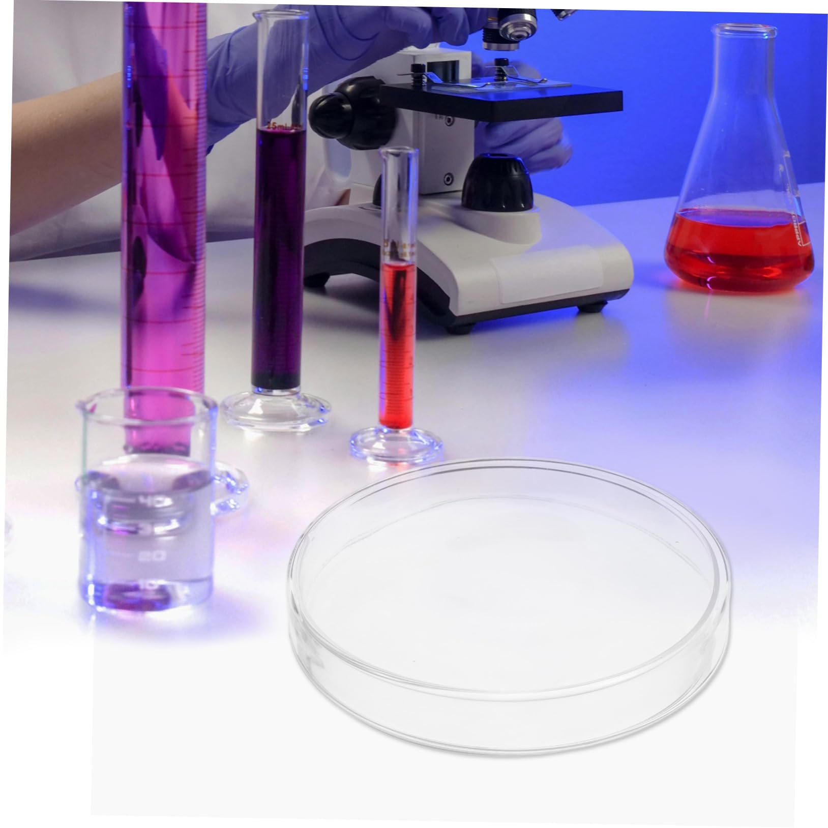 Hemobllo Piastra Petri in Vetro Borosilicato Spessa Trasparente con Coperchio per Colture Cellulari e Ricerche Microbiologiche Resistente e Facile da Pulire per Laboratori e Scuola