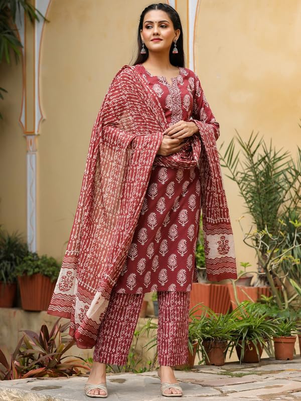 Image of Vaamsi Women's Cotton Blend Kurta Set