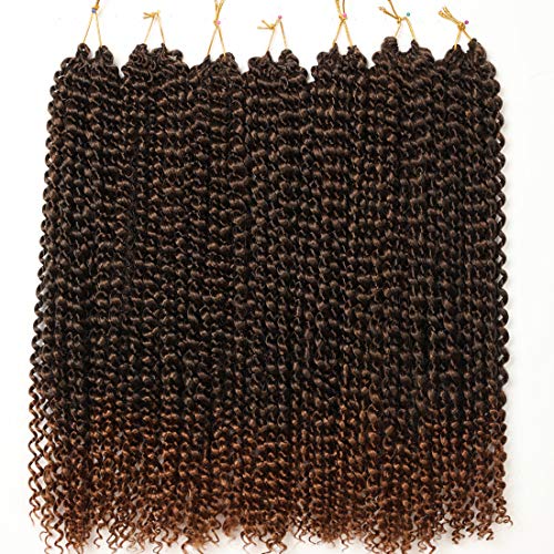 7 Packs Passion Twist Hair 18 Inch Long Ombre Bohemian Water Wave For Crochet Braiding Hair Curly Crochet Hair Braids Synthetic Passion Twist Crochet Braid Hair Extensions (22 Strands/Pack,T1B/30)