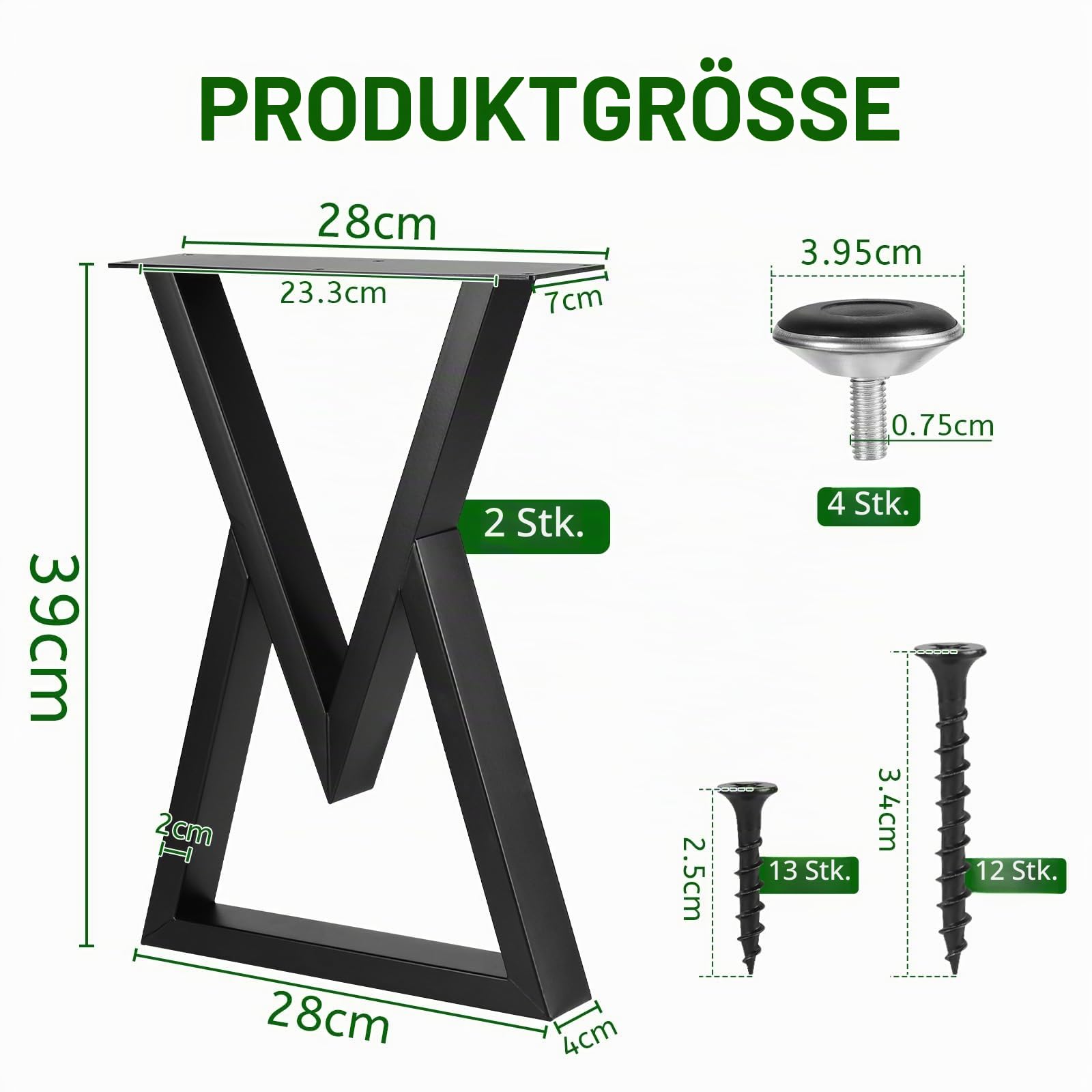 LALAGO 2 Stück Tischgestell V-Typ Schwarz bis 250kg, 28 × 39cm