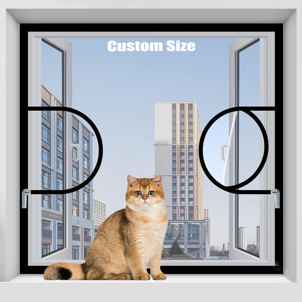 Custom Size Insect Mesh, Fly Screens Mosquito Insect Net with Self-Adhesive Tapes, Suitable for Windows/Doors/Skylights, Cat Proof Window Screen