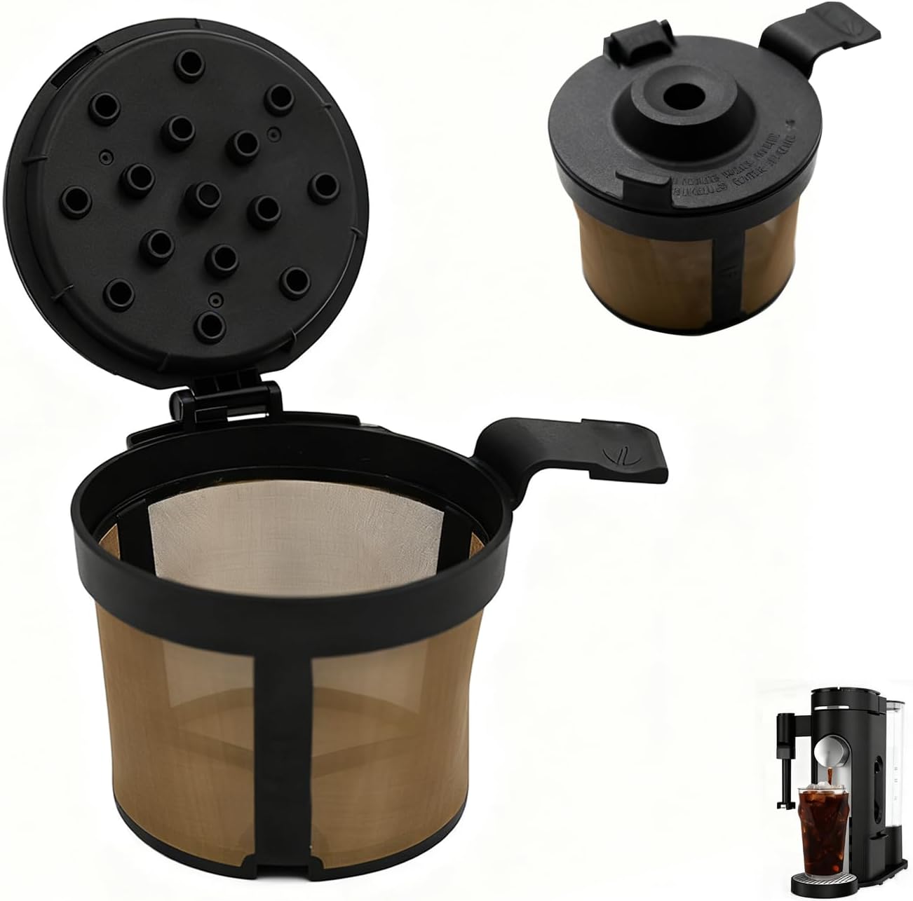 Coffee filter compatible with Ninja PB051 / PB040 / PB041ST-coffee grinder compatible with Ninja beans - gold 304 stainless steel mesh reusable - Coffee pod accessories 2PCS