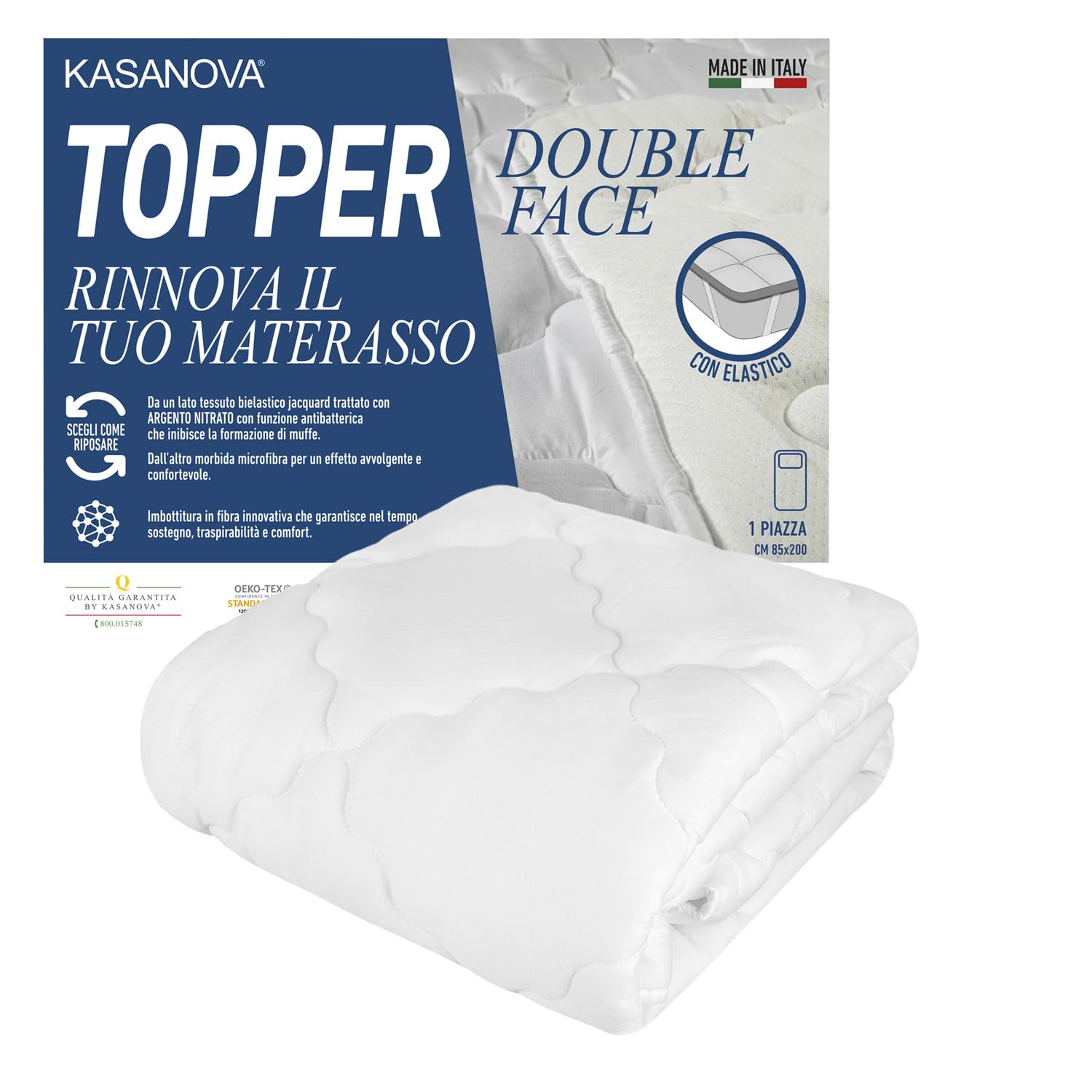 Flowen Topper Singolo 90x190 cm in Memory Foam Correttore Materasso per