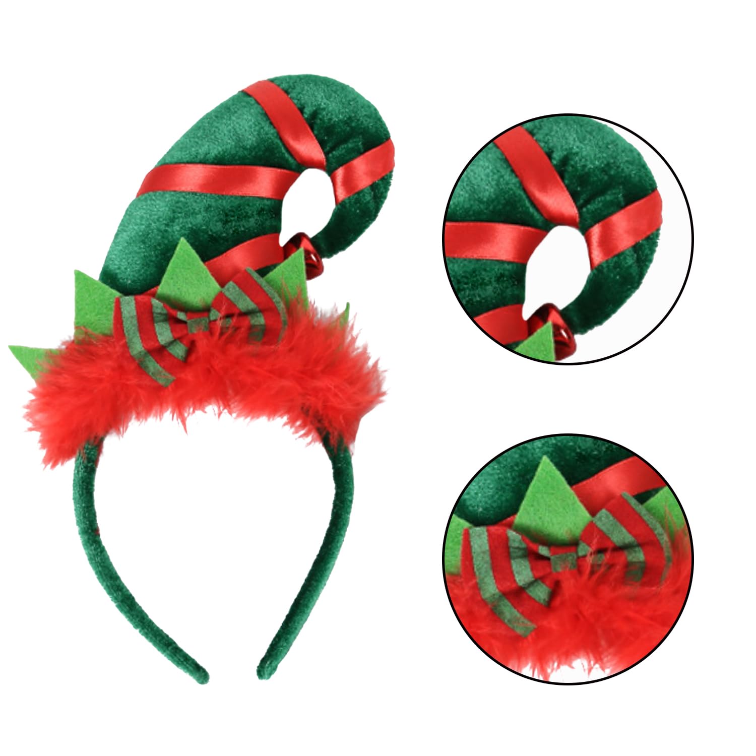 UNVOJL Elf Hat Headband Santa Hat Elf Hats Headband Novelty Fashion Hair Hoop Xmas Costume Party Photos Booth for Christmas Party - Image 2
