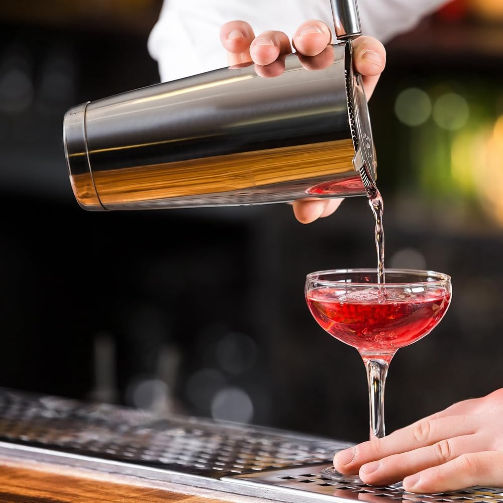 3 Conjuntos de Cocteleras de Cócteles, Coctelera de Bar Profesional, Conjunto de Cocteleras Boston de Acero Inoxidable, Engranador de Martini (Pistola Negro)