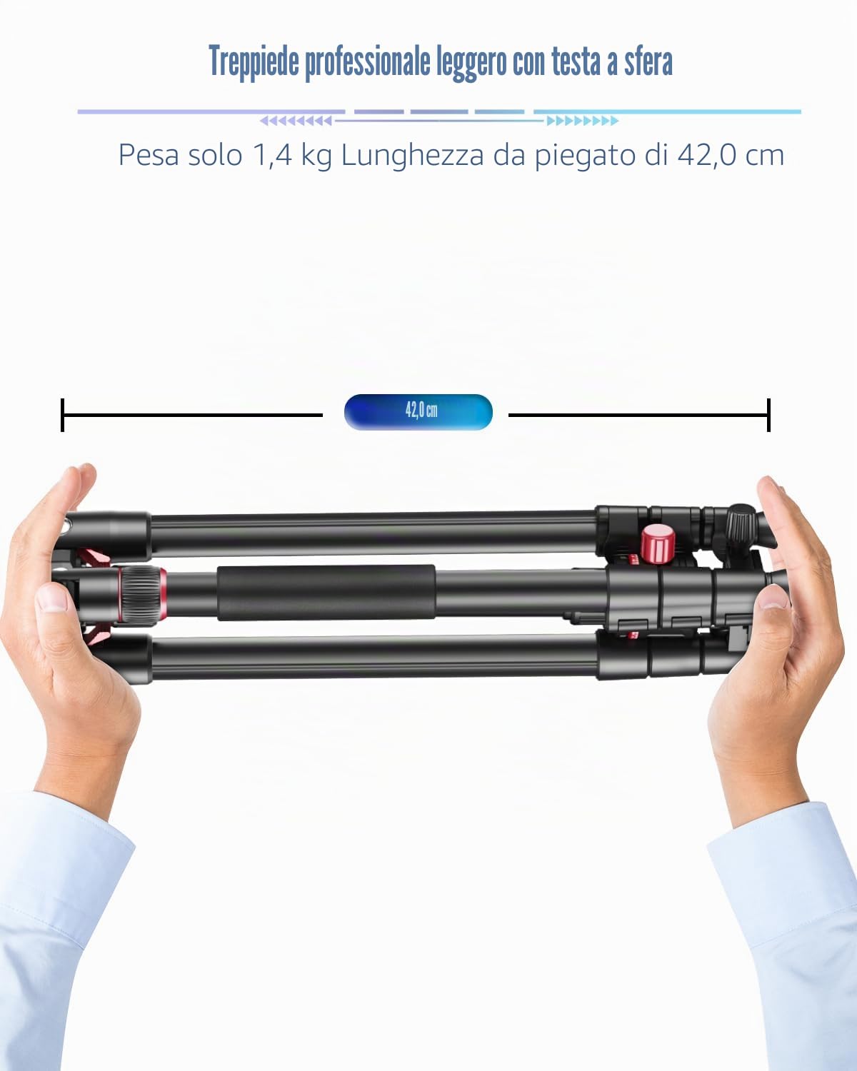 CAMBOFOTO Treppiede professionale per fotocamera, 173 cm, treppiede portatile in alluminio con monopiede da 180 cm/testa a sfera a 360°, clip per iPad e borsa per il trasporto