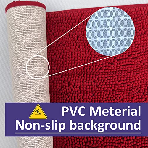 Image of RUN HELIX Christmas Rugs Bathroom Rugs Sets 3 Piece Extra Soft Chenille Bathroom Mats Non Slip Bath Mat Set Bath Rugs Soft Absorbent Non Slip Washable Bath Mats with Toilet Mats Bath Decoration