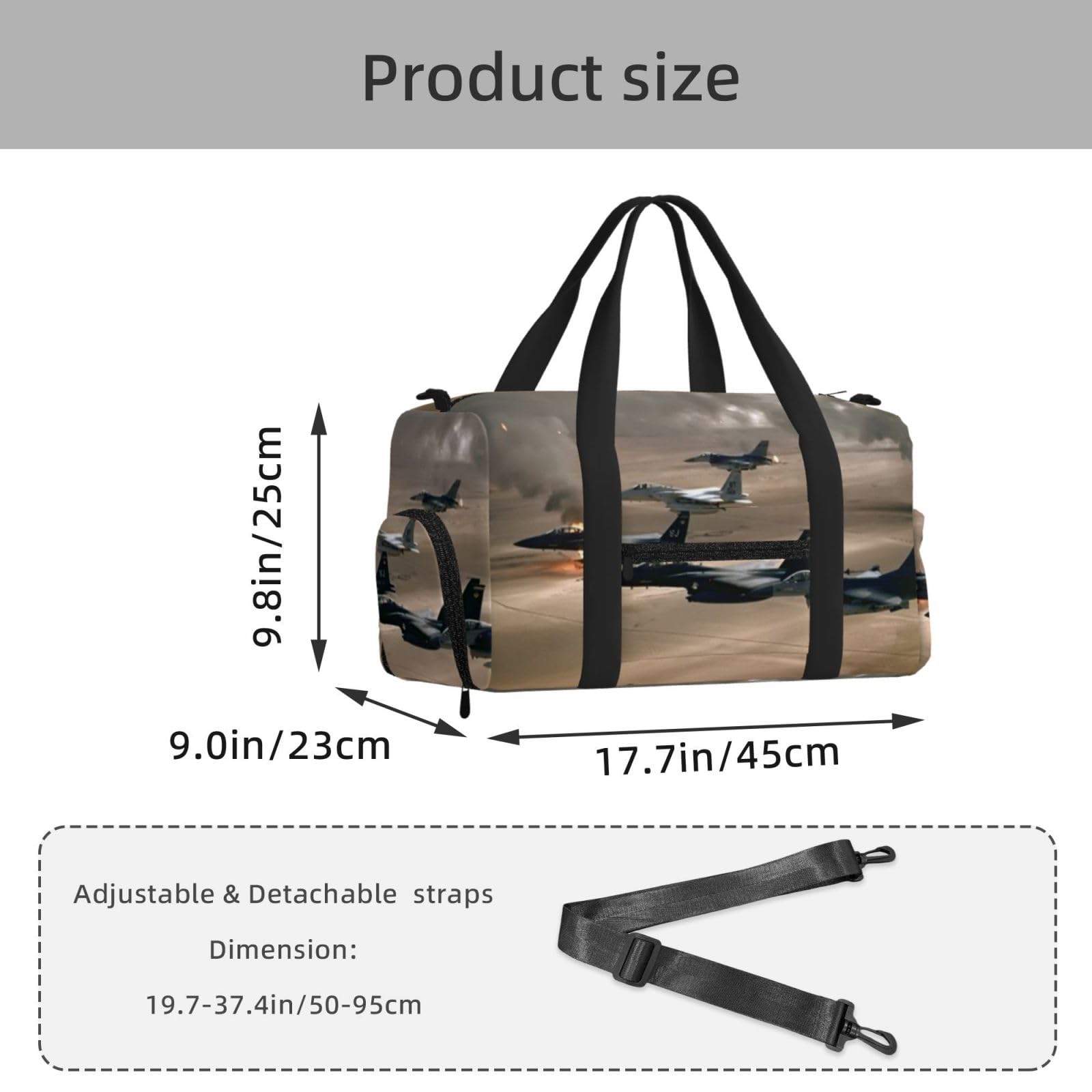 Samolot wojenny drukowany Ręczna torba sportowa crossbody Ręczna torba podróżna
