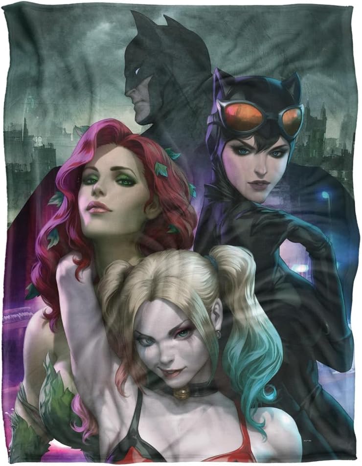 LOGOVISION Batman Catwoman Poison Ivy Harley Quinn Trio Silky Touch Super Soft Throw Blanket 60"x80"