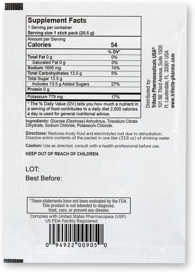 Miniatura 7 de TRIORAL Polvo de electrolitos de rehidratación  Sales de rehidratación oral  Apoya la deshidratación de entrenamientos, pérdida de líquidos e