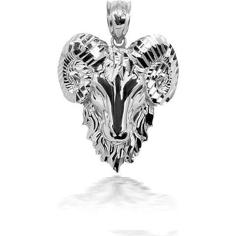 Animal Kingdom 10k Gold Aries Zodiac Sign Ram Head Necklace Pendant