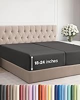 Vista 78 de Sábana bajera extra profunda tamaño Queen – Sábana bajera individual de lujo para hotel solamente – Se adapta fácilmente a colchones de 18 a 24