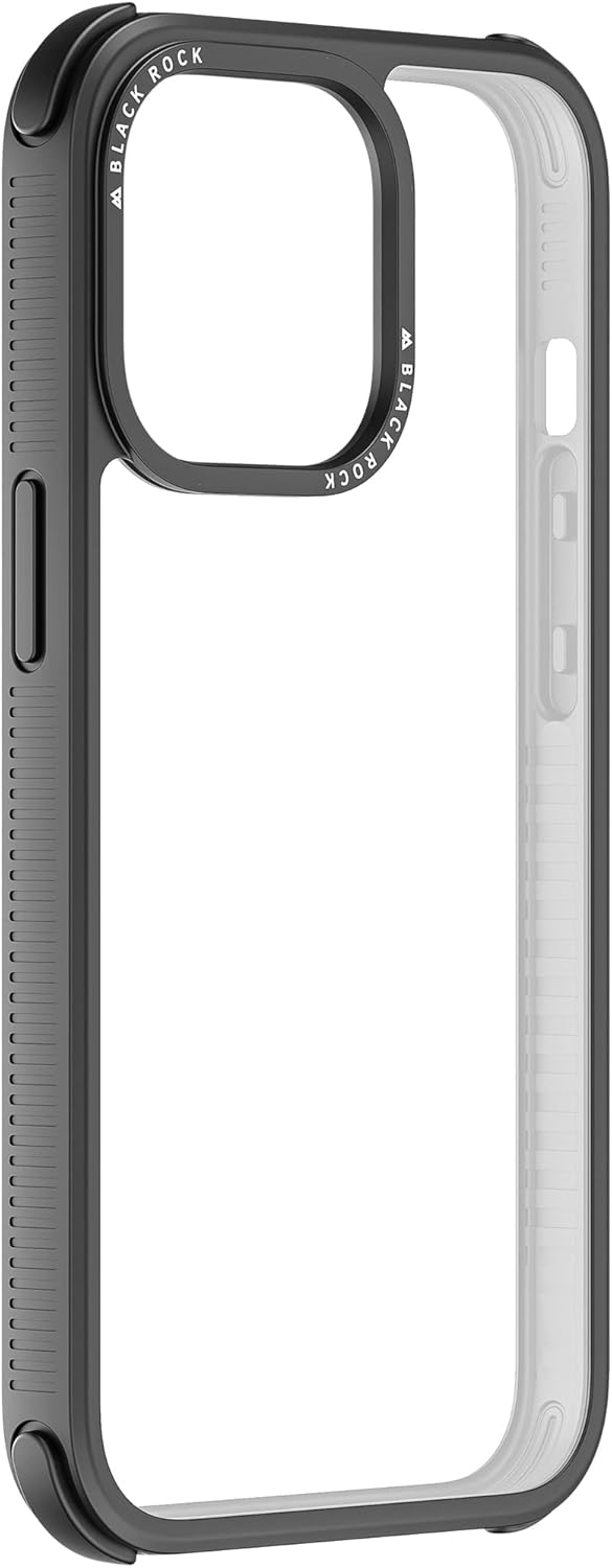 Black Rock - Robust Transparent Case Suitable for Apple iPhone 13 Pro, Mobile Phone Case, Transparent, Clear (Black)
