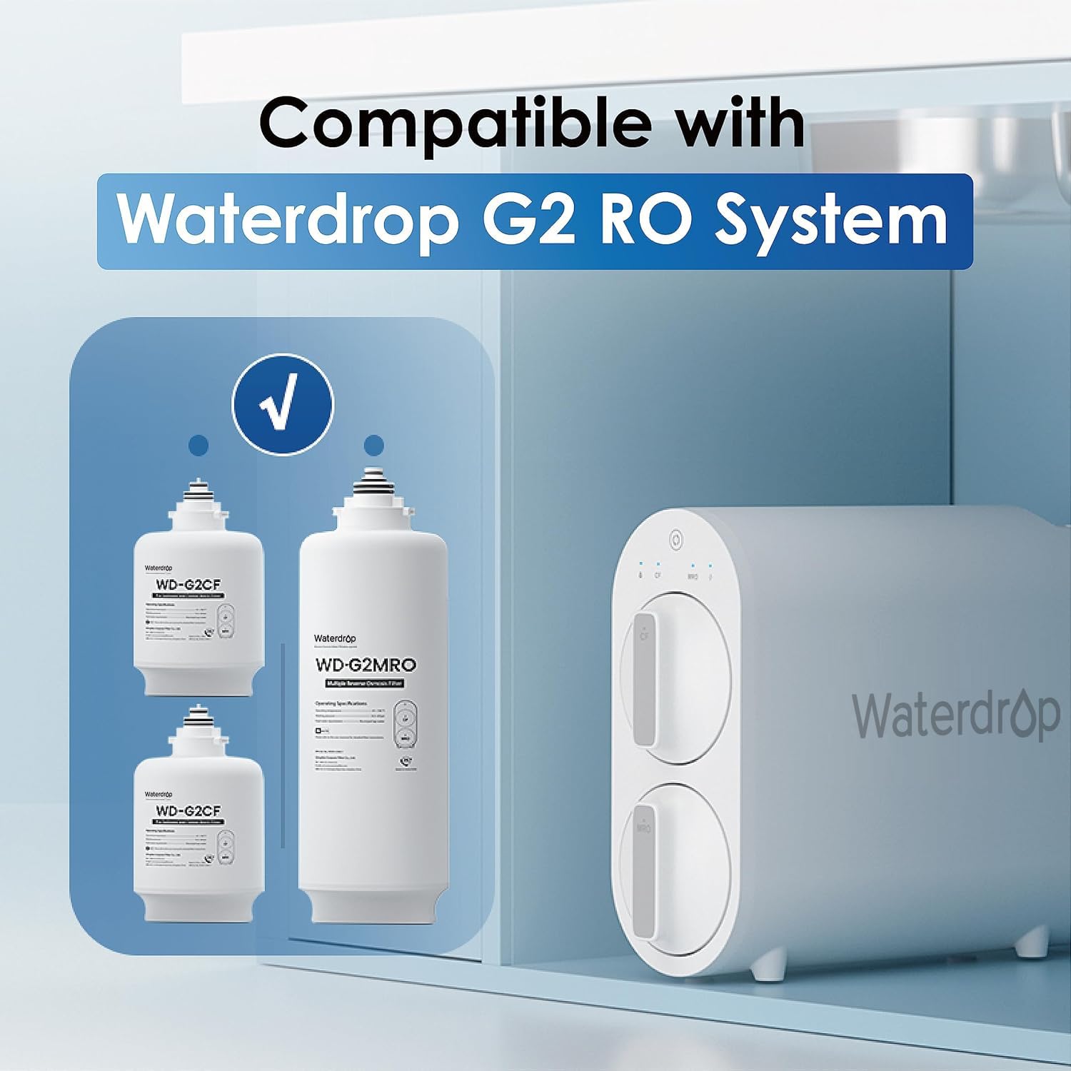 Waterdrop WD-G2-W WD-G2-B Replacement Filter 2-Year Combo Pack of 2 WD-G2CF Filters and 1 WD-G2MRO Filter Reduce PFAS — view 3