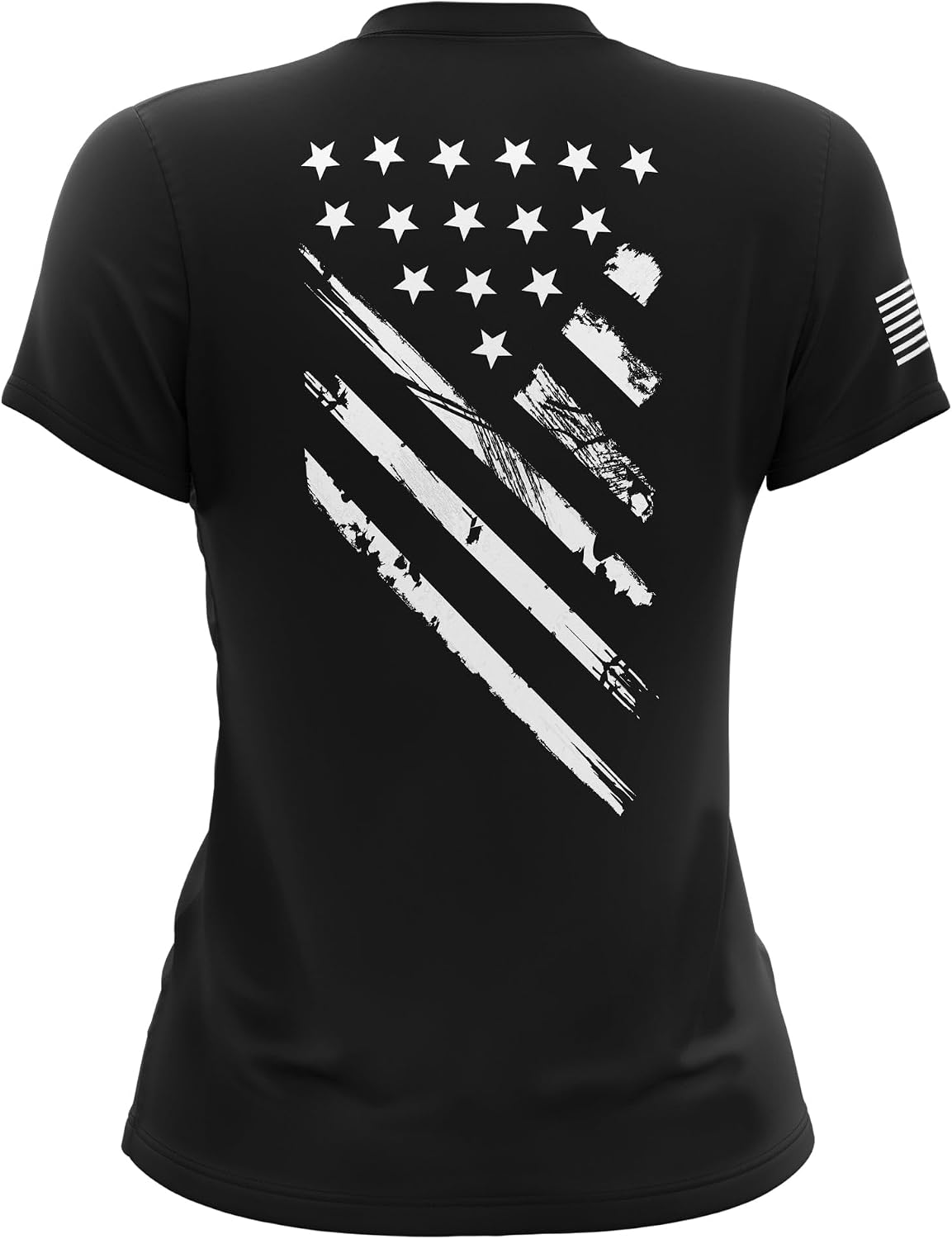 Crest Flag Women’s Patriotic T-Shirt Cotton Graphic Tee, Short Sleeve Crewneck, Made in USA