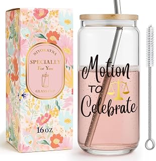 Motion To Celebrate,Funny Drinking Glass Cup Lawyer Gifts for Women Men Her Him,Gag Ice Coffee Glass Tumbler with Lid and Straw Future Lawyer Gift for Law School Graduation, Bar Exam,Law Student -9