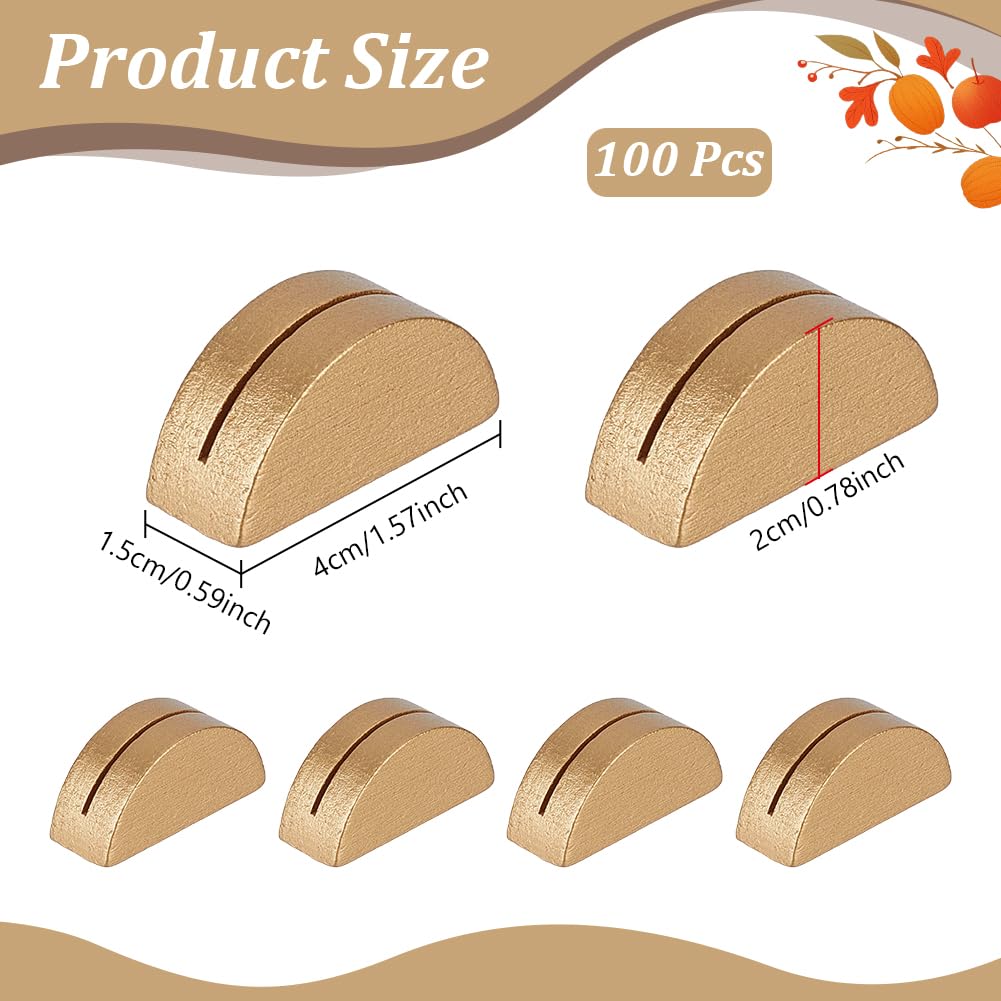 MAYJOYDIY 100 soportes para números de mesa de madera, semicirculares, cuadrados, semicirculares, para bodas, eventos, decoración, BurlyWood