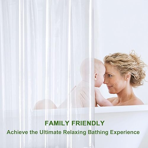 Miniatura 7 de AooHome Forro transparente de cortina de ducha extra largo de 72 x 84, calibre 10, forro de cortina de ducha transparente con ganchos, 5 imanes