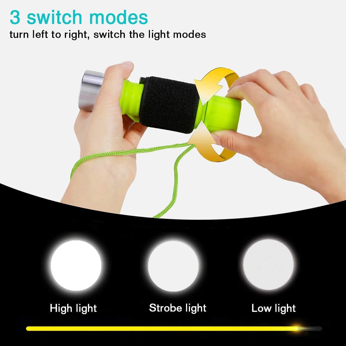 Lampe de Plongée Etanche, 1100 Lumens Lampe de poche, Torche de Plongée Professionnelle, étanche IPX8, Blanc Chaud Plongée Torche