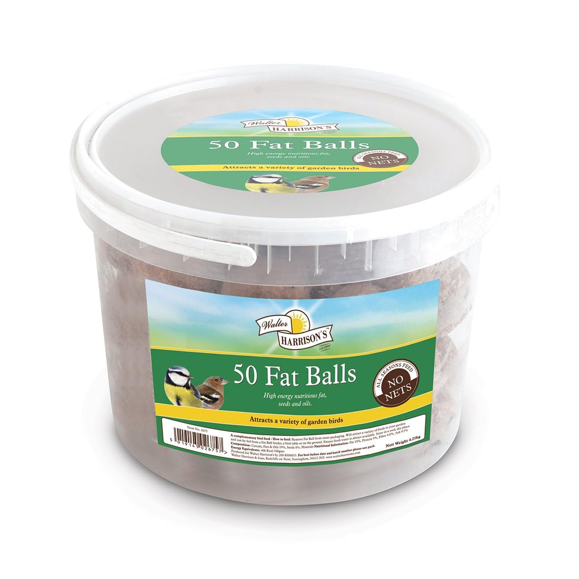 Walter Harrisons Walter Harrison's Energy Boost Fat Balls Wild Bird Food - Tub Of 50