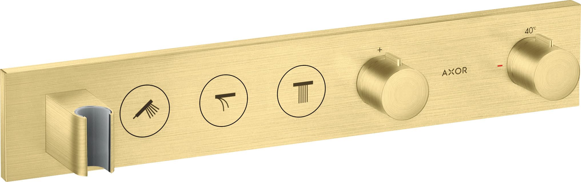 Hansgrohe AXOR ShowerSolutions thermostat module Select 530/90, flush-mounted, 3 consumers, complete set; color: Brushed Brass