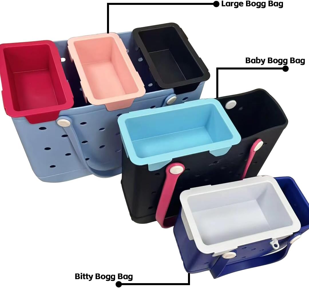 Bogg Bag Topper Tray Accessory Fits Medium, Bitty & Large Sizes Phone Holder, Divider & Organizer for Bogg Tote Bags (Rose Red-Snack Tray)