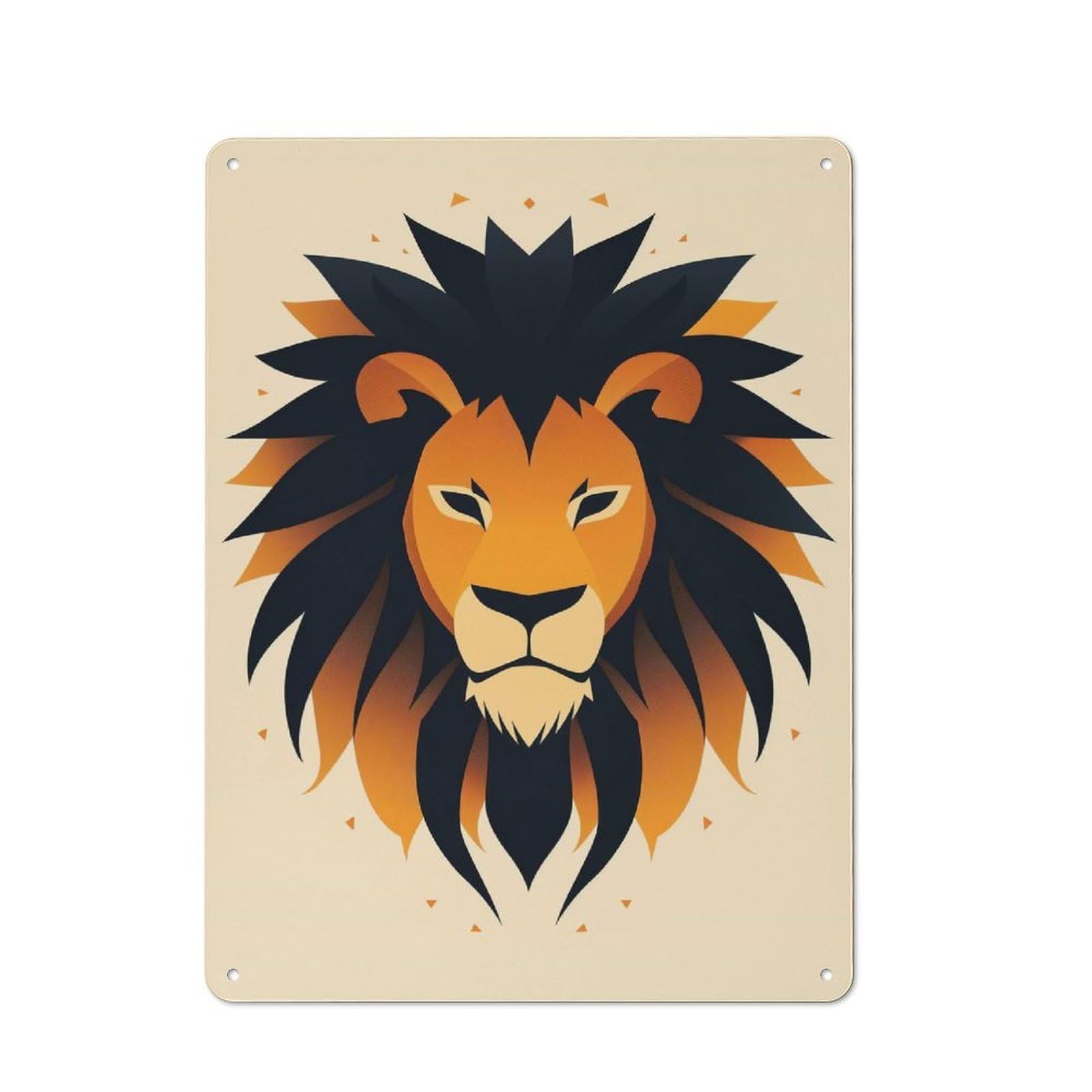 Junmoney Majestic Lion Vector Portrait With Bold Mane Rustic Metal Sign With Design 40X30cm, Farmhouse Farmhouse Wall Decor For Dining Room, Cafe, Entryway Or Family Room