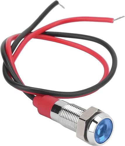 Miniatura 7 de Luz indicadora de metal LED, 0.236in, lámpara de señal impermeable 6 V con alambre para coche, camión, camión, barco, velocímetro, cuentakilómetros