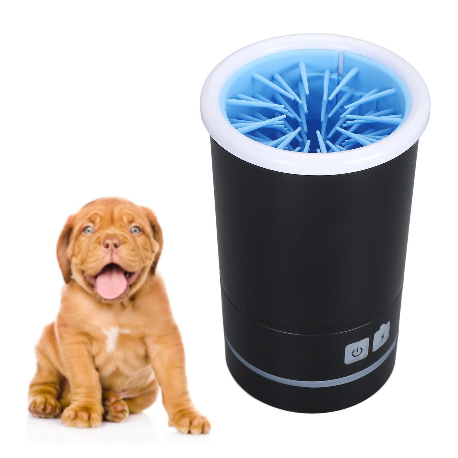 Nettoyeur automatique pour chien, laveuse électrique douce, rechargeable par USB, machine de nettoyage des pattes de chien pour chiens et chats de petite et moyenne taille (noir blanc)