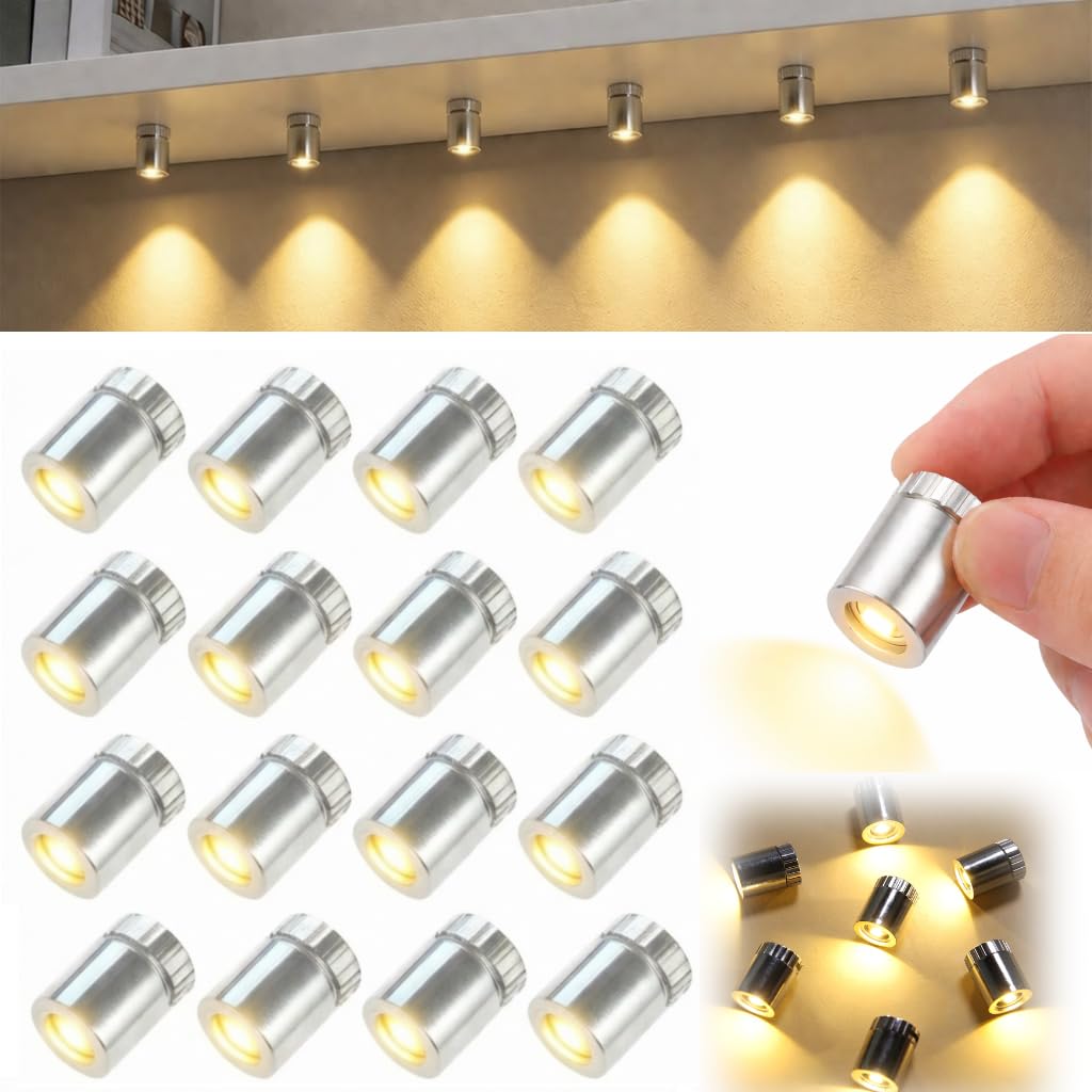 16 Pcs Mini LED Lights, Small LED Lights Battery Operated, Miniature Tiny LED Lights for DIY Crafts, Doll House Decoration, Paper Lanterns, Weddings Party, Wall decoration, Display Cabinet, Warm White